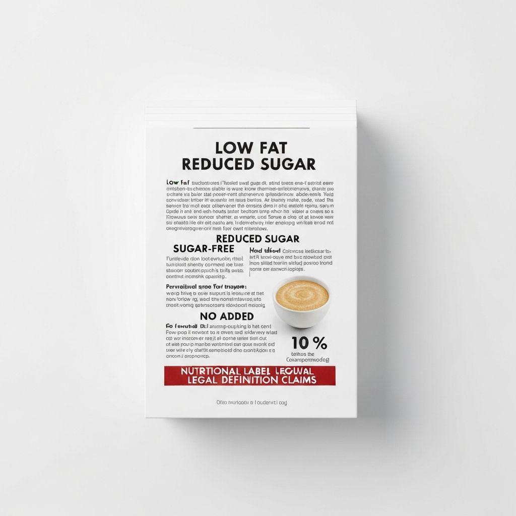 UK food label claims low fat reduced sugar sugar free legal definition