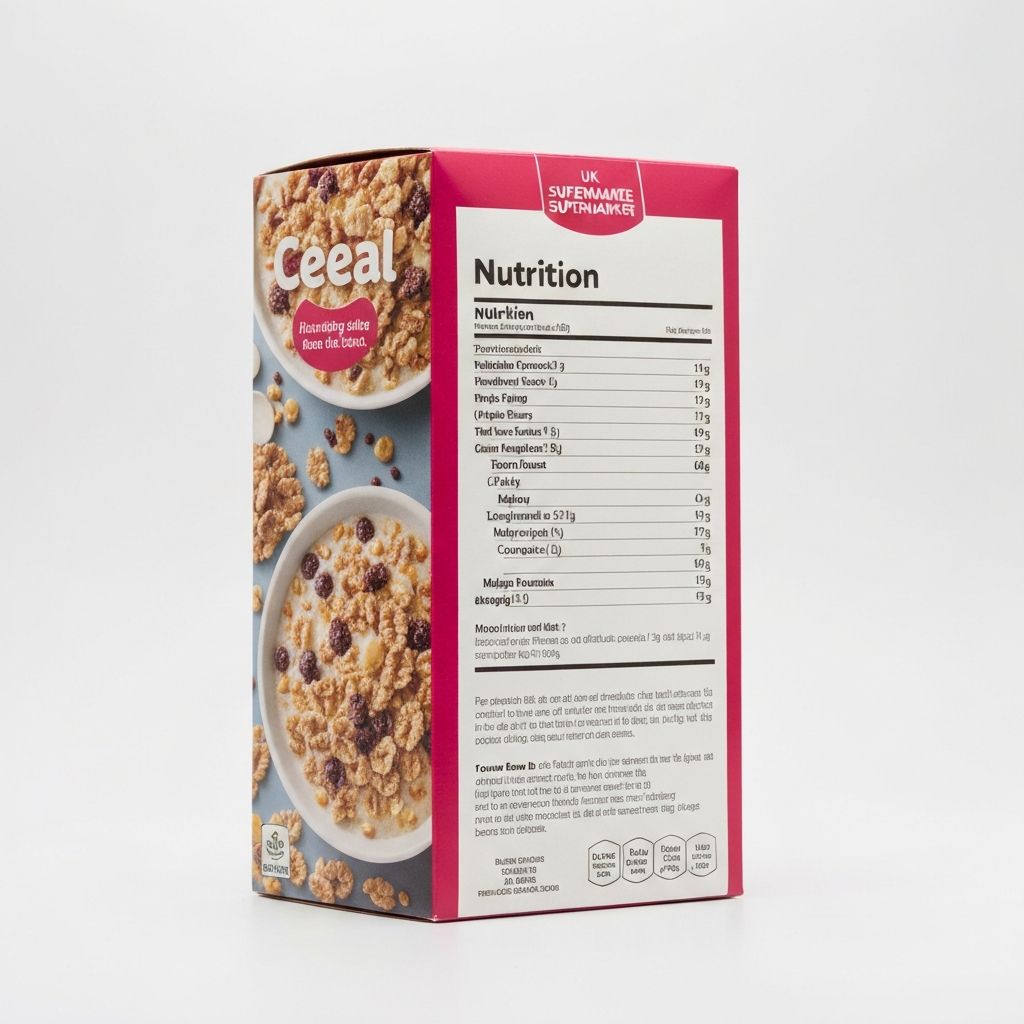 UK food package with nutrition panel in studio lighting
